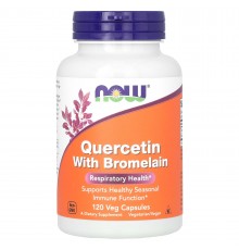 Кверцетин + Бромелайн, Quercetin + Bromelain, Now Foods, 120 капсул