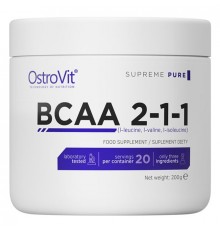 Амінокислоти, BCAA 2:1:1, OstroVit, 200 грам (Без смаку)