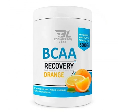 Амінокислоти, BCAA Recovery, Bodyperson Labs, 500 грам (Апельсин)