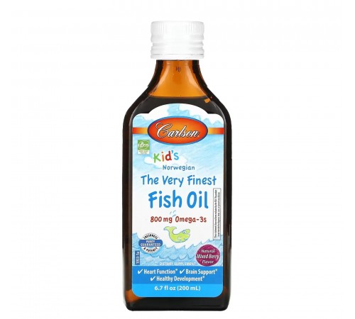Риб'ячий жир для дітей, The Very Finest Fish Oil, Carlson Labs, 800 мг, 200 мл (Ягідний мікс)