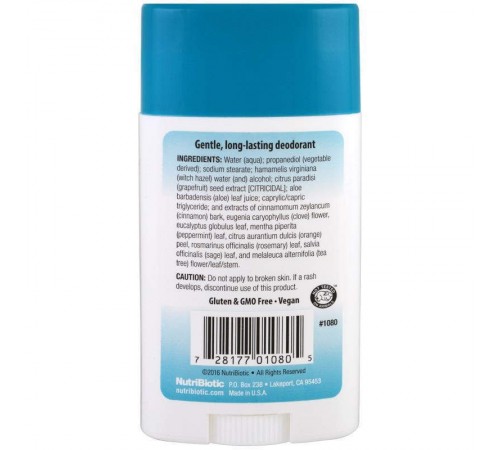 Дезодорант, Deodorant, Nutribiotic, Чайное дерево, 75 грамм Дезодорант, Deodorant, Nutribiotic, Чайное дерево, 75 грамм