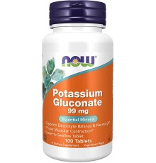 Калій глюконат, Potassium Gluconate, Now Foods, 99 мг, 100 таблеток