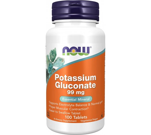 Калий глюконат, Potassium Gluconate, Now Foods, 99 мг, 100 таблеток Калий глюконат, Potassium Gluconate, Now Foods, 99 мг, 100 таблеток