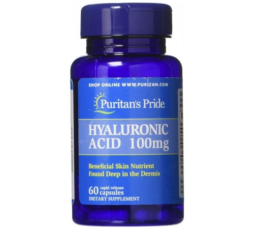 Гіалуронова кислота, Hyaluronic Acid, Puritan's Pride, 100 мг, 60 капсул Гіалуронова кислота, Hyaluronic Acid, Puritan's Pride, 100 мг, 60 капсул