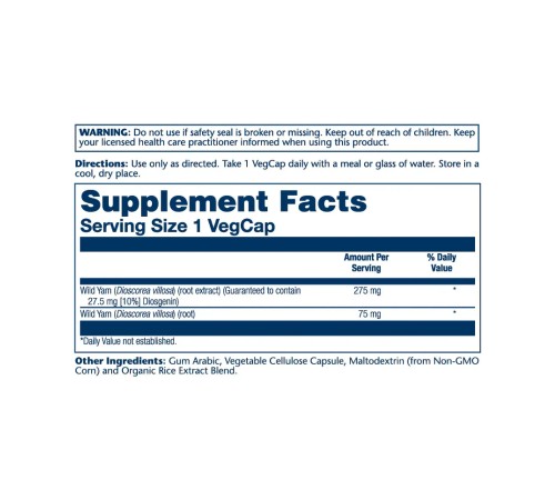 Дикий ямс, Wild Yam Root Extract, Solaray, 275 мг, 60 капсул