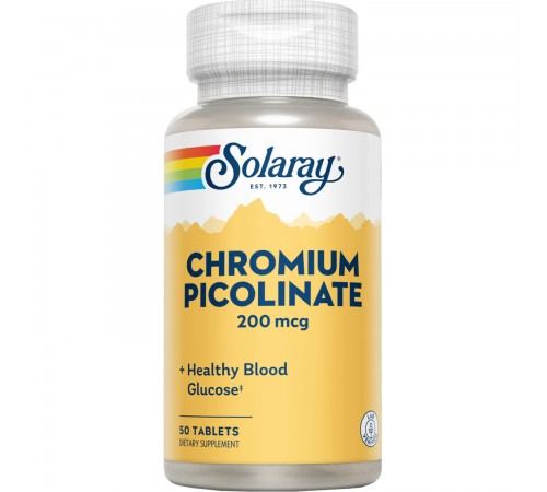 Хром пиколинат, Chromium Picolinate, Solaray, 200 мкг, 50 таблеток Хром пиколинат, Chromium Picolinate, Solaray, 200 мкг, 50 таблеток