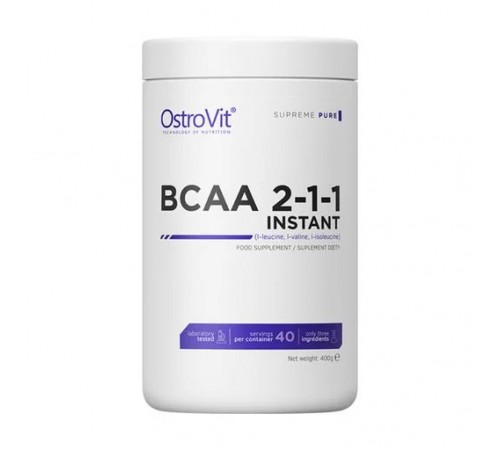 Аминокислоты, BCAA 2:1:1, OstroVit, 400 грамм (Без вкуса)