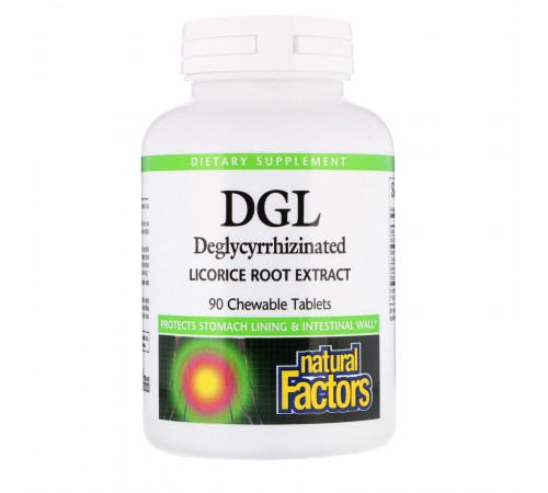 Корень солодки, DGL, Licorice Root, Natural Factors, 400 мг, 90 жевательных таблеток