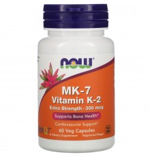 Витамин К-2, МК-7, Vitamin K-2, Now Foods, 300 мкг, 60 капсул