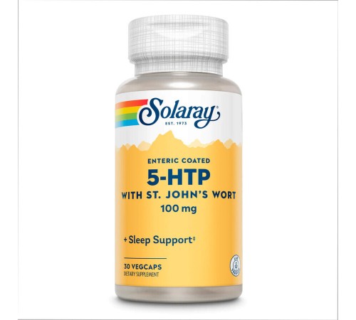 5-HTP (5-гидрокситриптофан) с зверобоем, 5-HTP + St. John's Wort, Solaray, 100 мг, 30 капсул 5-HTP (5-гидрокситриптофан) с зверобоем, 5-HTP + St. John's Wort, Solaray, 100 мг, 30 капсул