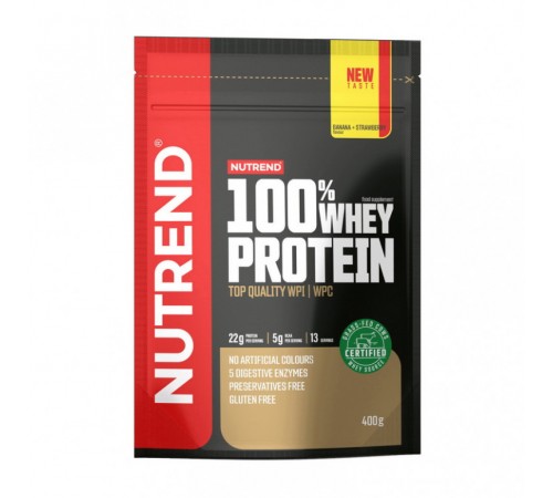 Сироватковий протеїн, 100% Whey Protein, Nutrend, 400 грам (Банан-полуниця)