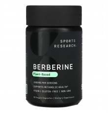 Берберин, Berberine, Sports Research, 500 мг, 60 капсул