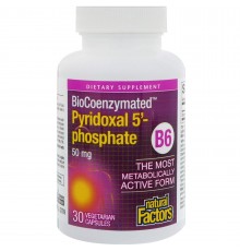 Вітамін B-6, BioCoenzymated Pyridoxal 5`-phosphate, Natural Factors, 50 мг, 30 капсул