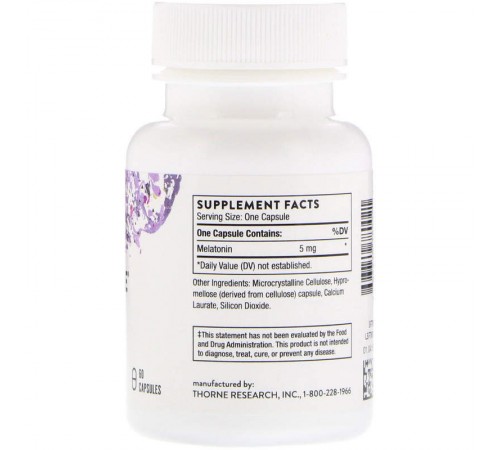 Мелатонин, Melatonine, Thorne Research, 5 мг, 60 капсул Мелатонин, Melatonine, Thorne Research, 5 мг, 60 капсул