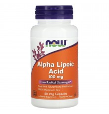 Альфа-липоевая кислота, Alpha-Lipoic Аcid, Now Foods, 100 мг, 60 капсул