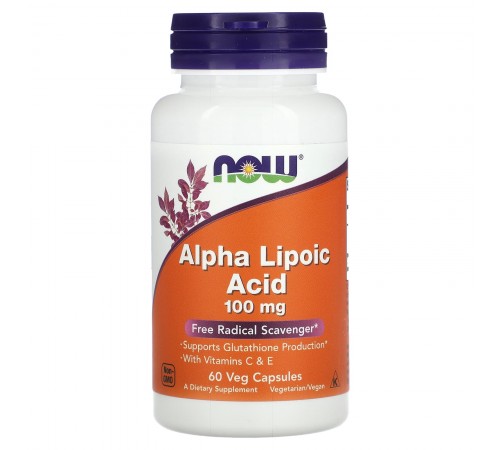 Альфа-липоевая кислота, Alpha-Lipoic Аcid, Now Foods, 100 мг, 60 капсул Альфа-липоевая кислота, Alpha-Lipoic Аcid, Now Foods, 100 мг, 60 капсул