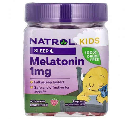 Мелатонін дитячий, Melatonin kids, Natrol, 1 мг, 90 желейок (Малина) Мелатонін дитячий, Melatonin kids, Natrol, 1 мг, 90 желейок (Малина)