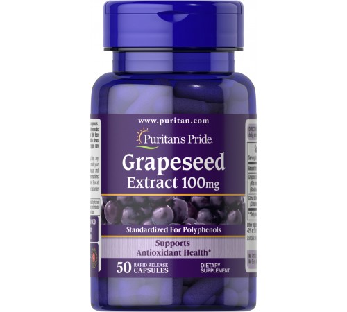 Екстракт виноградних кісточок, Grapeseed Extract, Puritan's Pride, 100 мг, 50 капсул Екстракт виноградних кісточок, Grapeseed Extract, Puritan's Pride, 100 мг, 50 капсул
