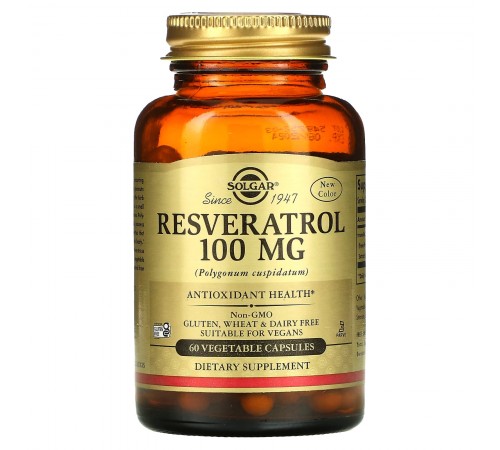 Ресвератрол, Resveratrol, Solgar, 100 мг, 60 капсул Ресвератрол, Resveratrol, Solgar, 100 мг, 60 капсул