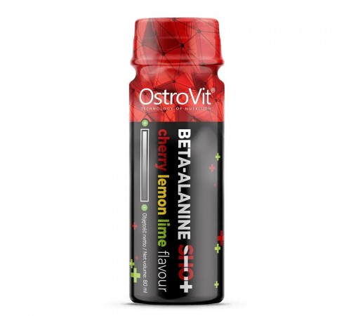 Бета-Аланин Шот, OstroVit, Beta-Alanina Shot, 80 мл (Вишня-лимон-лайм)