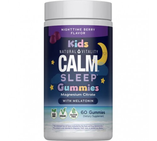 Таблетки для сна детские, Calm, Natural Vitality, 60 жевательных таблеток (Ягоды)