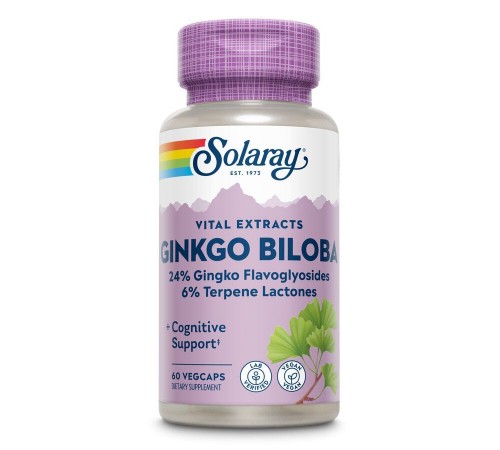 Гинкго Билоба, Экстракт листьев, Ginkgo Biloba Leaf Extract, Solaray, 60 капсул Гинкго Билоба, Экстракт листьев, Ginkgo Biloba Leaf Extract, Solaray, 60 капсул
