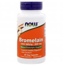 Бромелайн, Bromelain, Now Foods, 500 мг, 60 капсул