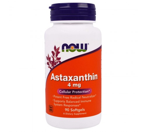 Астаксантин, Astaxanthin, Now Foods, 4 мг, 90 капсул Астаксантин, Astaxanthin, Now Foods, 4 мг, 90 капсул
