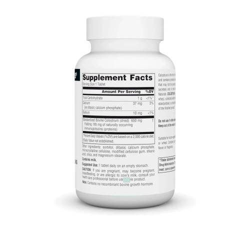Колострум (молозиво), Colostrum, Source Naturals, 650 мг, 30 таблеток