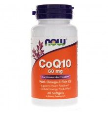 Коэнзим Q10 с рыбьим жиром, CoQ10 with Omega-3 Fish Oil, Now Foods, 60 капсул