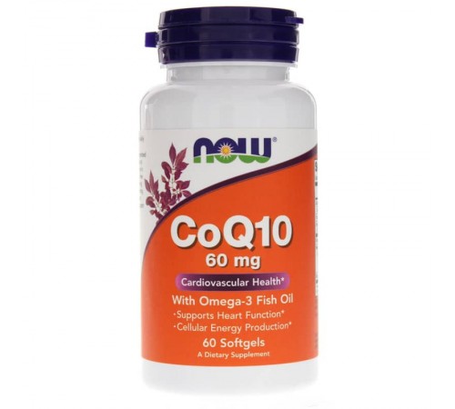 Коэнзим Q10 с рыбьим жиром, CoQ10 with Omega-3 Fish Oil, Now Foods, 60 капсул Коэнзим Q10 с рыбьим жиром, CoQ10 with Omega-3 Fish Oil, Now Foods, 60 капсул