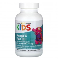 Омега 3 для дітей, Omega-3 Fish oil, California Gold Nutririon, 60 капсул (полуниця)