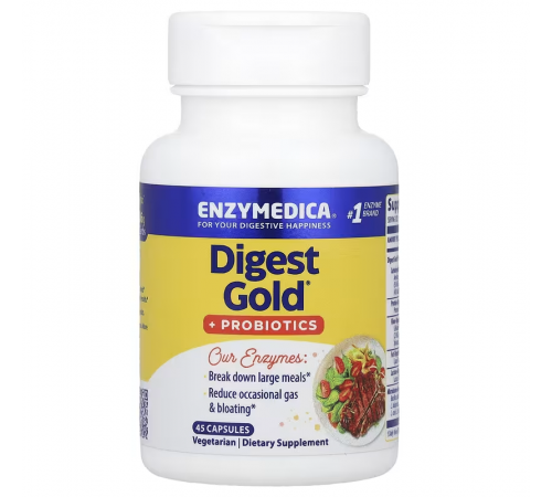 Ферменти і пробіотики, Digest Gold + Probiotics, Enzymedica, 45 капсул Ферменти і пробіотики, Digest Gold + Probiotics, Enzymedica, 45 капсул