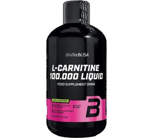 L-карнітин, L-Carnitine 100.000 Liquid, BioTechUSA, 500 мл (Яблуко)