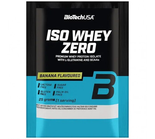 Изолят сывороточного протеина, Iso Whey Zero, BioTech, 25 грамм, (Банан) Пробник
