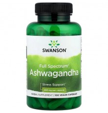 Ашваганда, Full Spectrum Ashwagandha, Swanson, 450 мг, 100 капсул