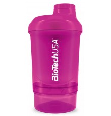 Шейкер 2 в 1, Shaker Wave Mini+ 2 в 1 "Magic Magenta", BioTechUSA, 300 мл (Розовый)