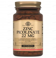 Цинк пиколинат, Zinc Picolinate, Solgar, 22 мг, 100 таблеток