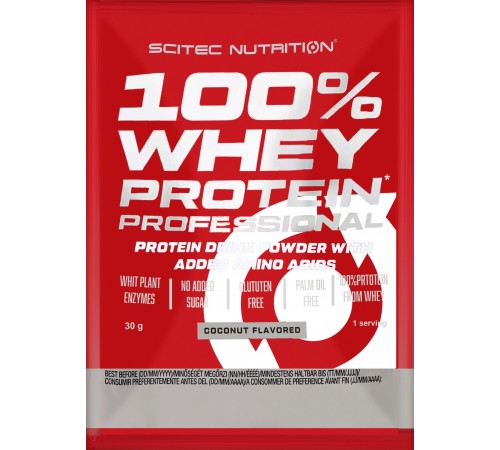 Сывороточный протеин 100% Whey Protein, Scitec Nutrition, 30 грамм (Кокос)
