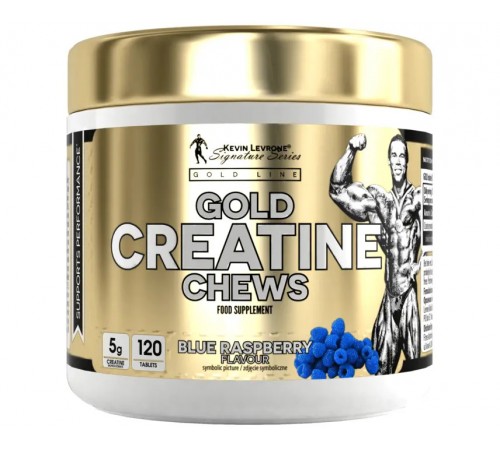 Креатин, Gold Creatine Chews, Kevin Levrone, 120 таблеток (Голубая малина)