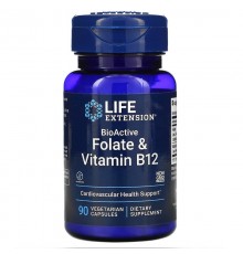 Фолієва кислота і В12, Folate & Vitamin B12, Life Extension, 90 капсул