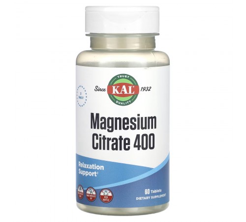 Магній Цитрат, Magnesium Citrate, KAL, 400 мг, 60 таблеток Магній Цитрат, Magnesium Citrate, KAL, 400 мг, 60 таблеток