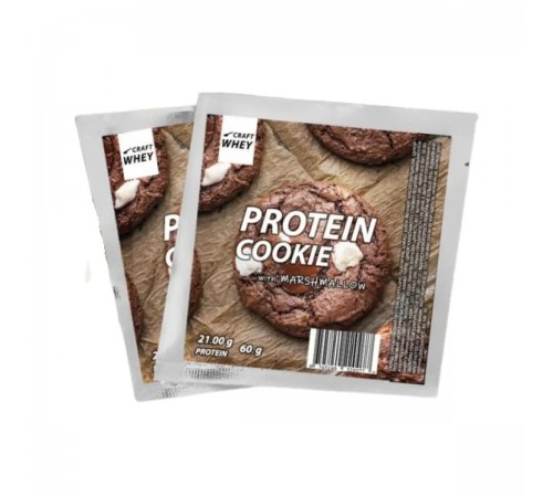 Протеиновое печенье, без сахара, Craft Whey Protein Cookie, 60 грамм (Маршмелоу)