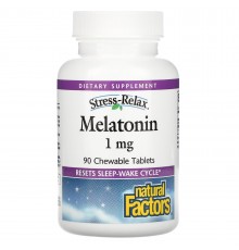 Мелатонин, Melatonin, Natural Factors, 1 мг, 90 таблеток