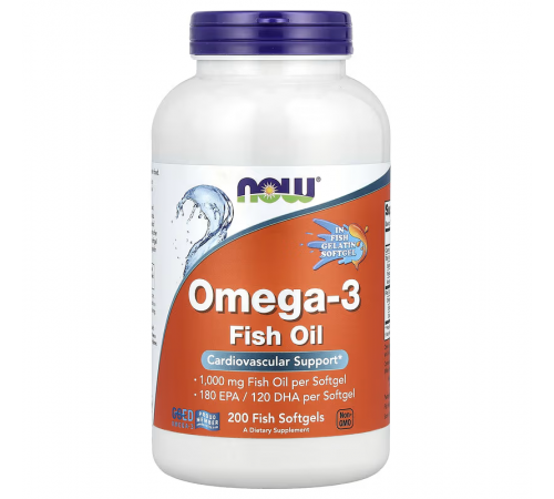 Риб'ячий жир, Омега-3, Omega-3 180 EPA/120 DHA, Now Foods, 200 гелевих капсул Риб'ячий жир, Омега-3, Omega-3 180 EPA/120 DHA, Now Foods, 200 гелевих капсул