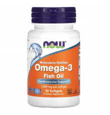 Омега-3, Omega-3, Now Foods, 180 ЕПК/ 120 ДГК, 30 капсул