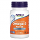 Омега-3, Omega-3, Now Foods, 1000 мг, 30 капсул