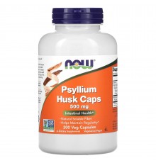 Подорожник, Псиллиум (Psyllium Husk), Now Foods, 500 мг, 200 капсул