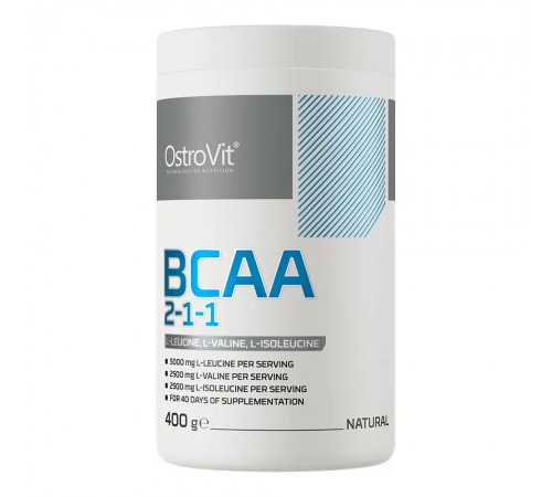 Амінокислоти, BCAA 2:1:1 instant, OstroVit, 400 грам (Без смаку)