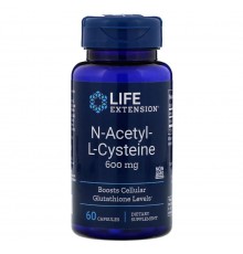 N-ацетил-L-цистеин, N-Acetyl-L-Cysteine, Life Extension, 600 мг, 60 вегетарианских капсул
